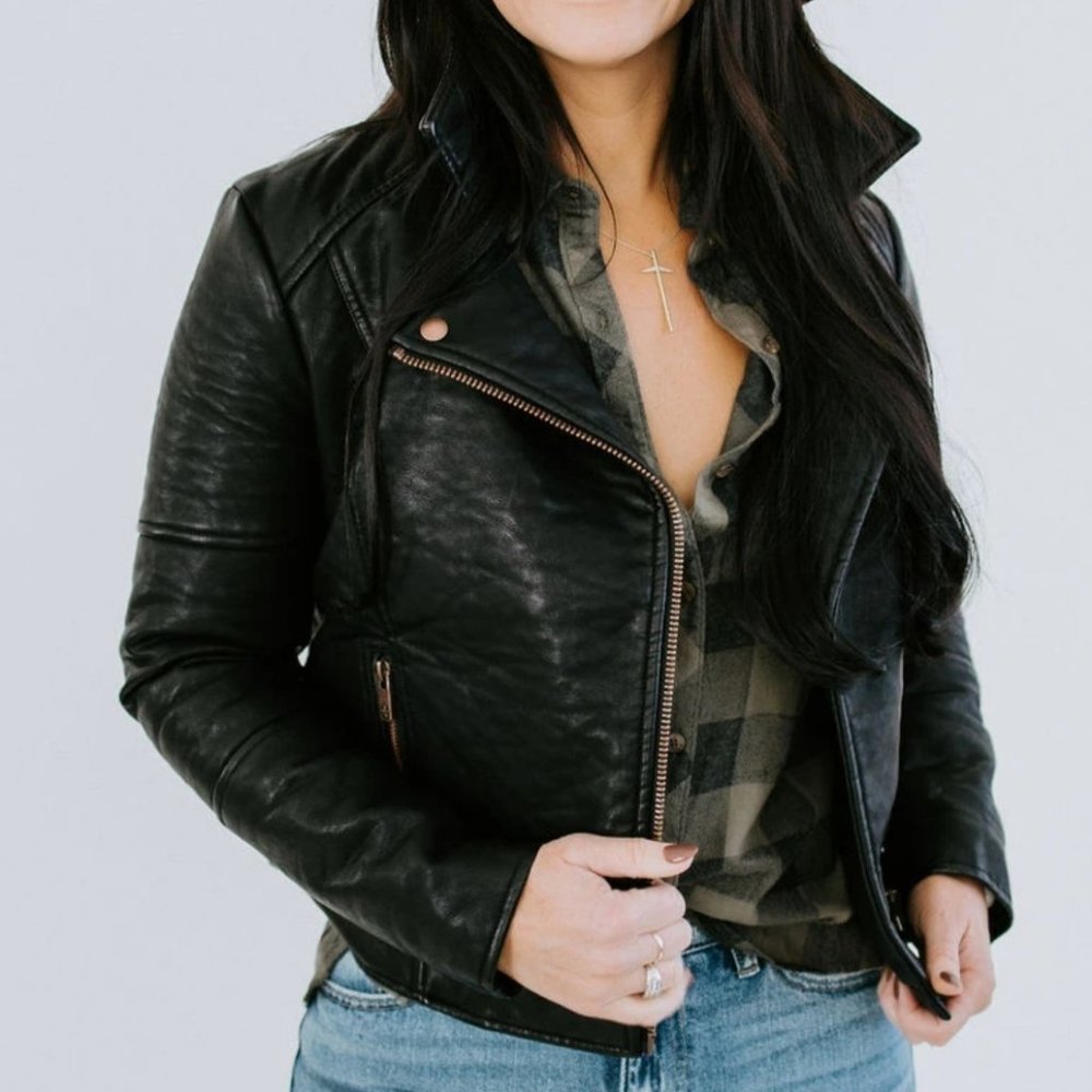 NEW Small Soren Faux Leather Jacket by Lily & Lottie